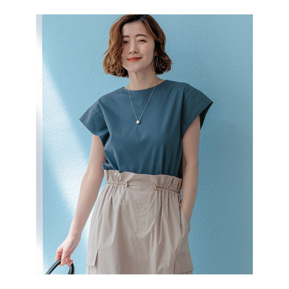 スムースデザイン タフタスリーブ カットソー