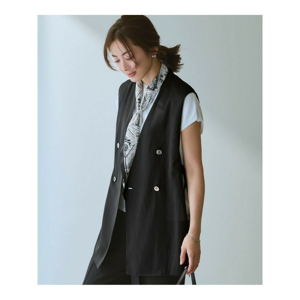 ライトシアーマットクロス ノーカラー ジレ