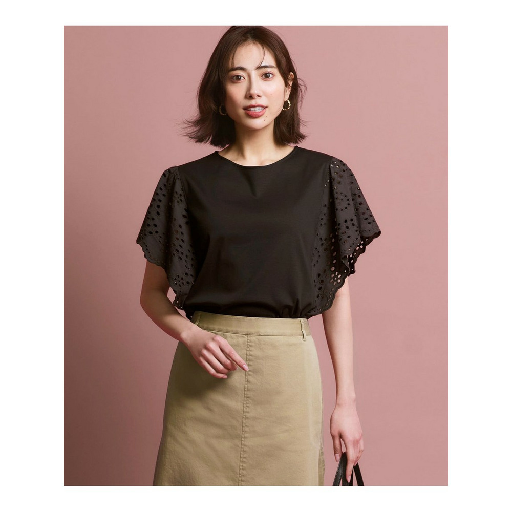 カットワークエンブロイダリー デザインスリーブ トップス