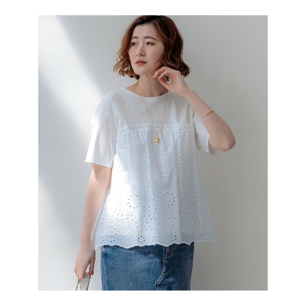 【一部予約】カットワークエンブロイダリー スカラップヘム トップス