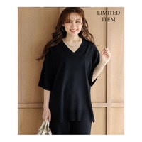 【WEB&一部店舗限定カラーあり/Lサイズ限定】レーヨンポリエステルストレッチ Vネック ニット