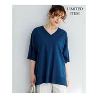 【WEB&一部店舗限定カラーあり/Lサイズ限定】レーヨンポリエステルストレッチ Vネック ニット