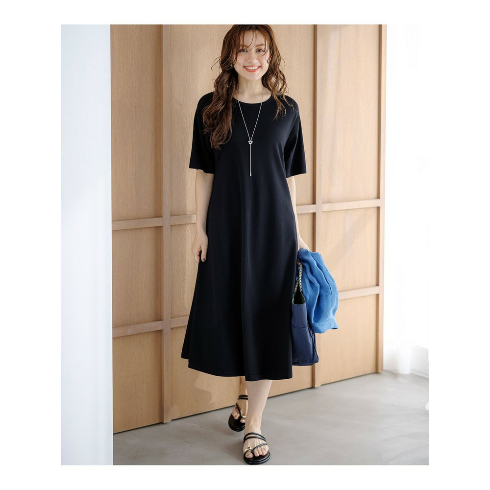 【Lサイズ限定】レーヨンポリエステルストレッチ ニット フレア ワンピース5