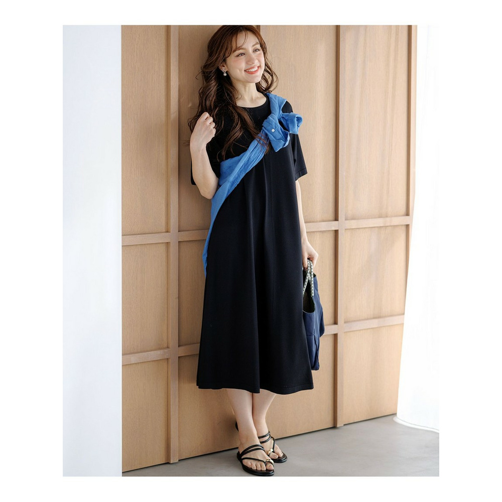 【Lサイズ限定】レーヨンポリエステルストレッチ ニット フレア ワンピース7