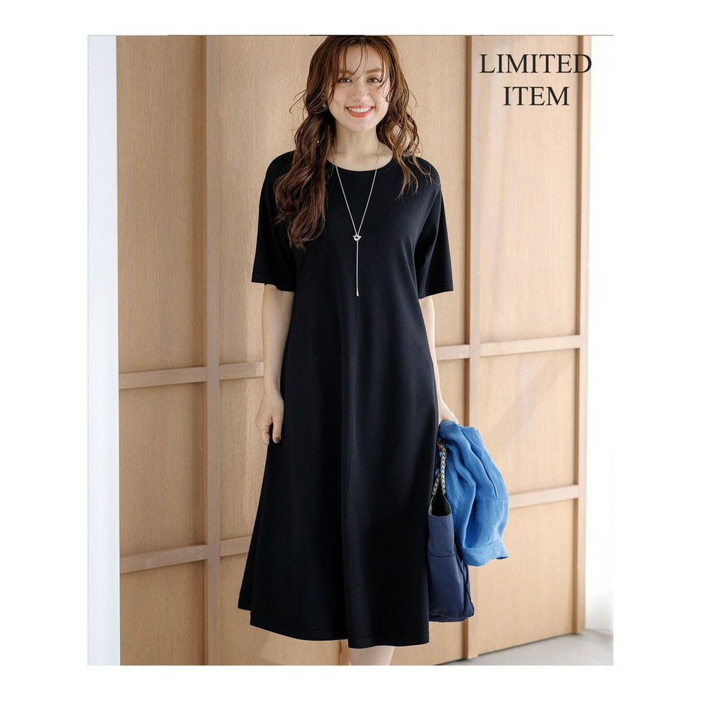 【Lサイズ限定】レーヨンポリエステルストレッチ ニット フレア ワンピース1