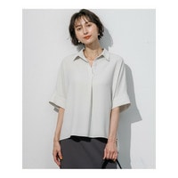 ストレッチジョーゼット スキッパーネック ブラウス