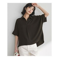 ストレッチジョーゼット スキッパーネック ブラウス