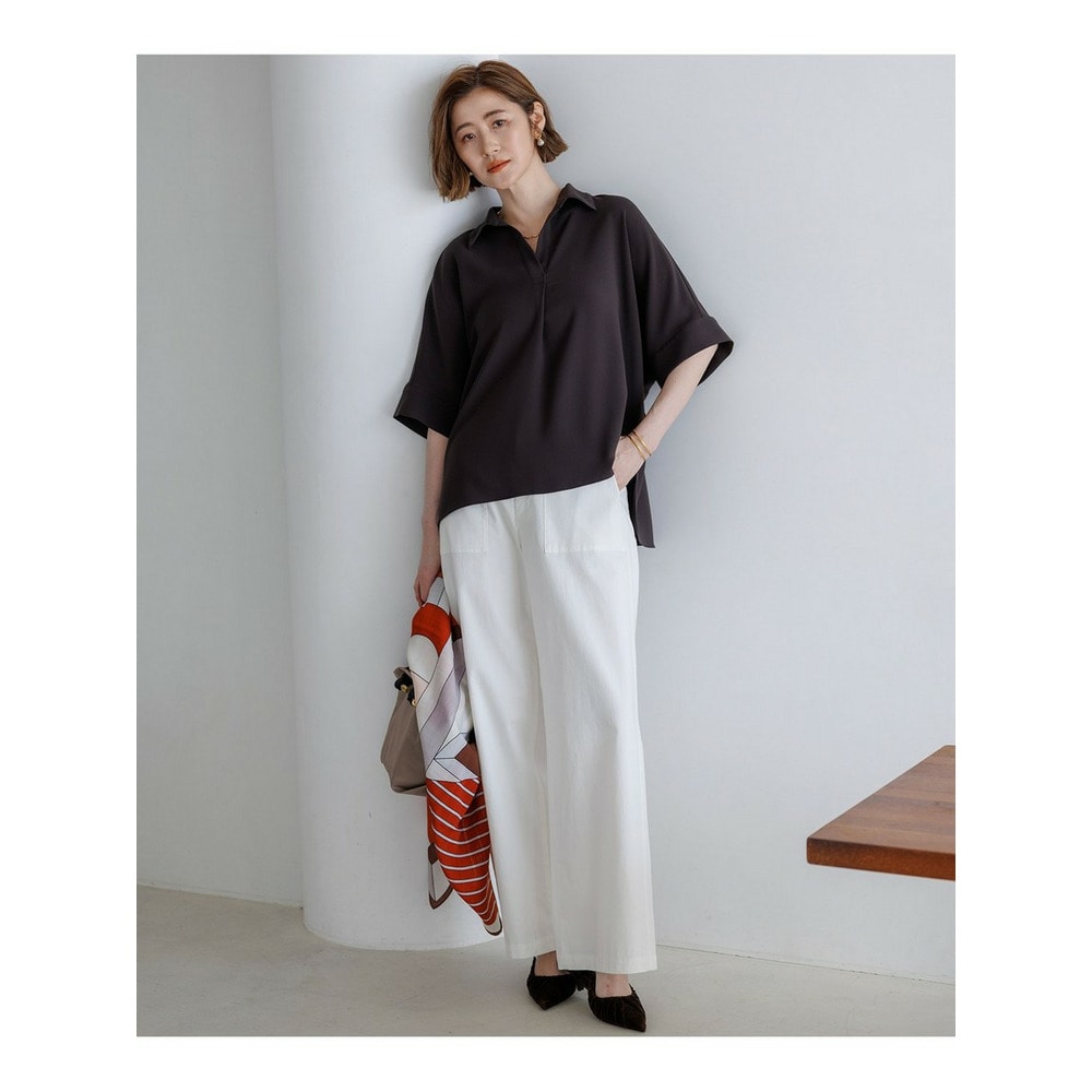 ストレッチジョーゼット スキッパーネック ブラウス4