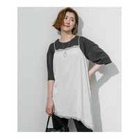 アシンメトリーヘム サテンレース キャミソール