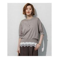 オータムメタリック パフスリーブ ニット Tシャツ