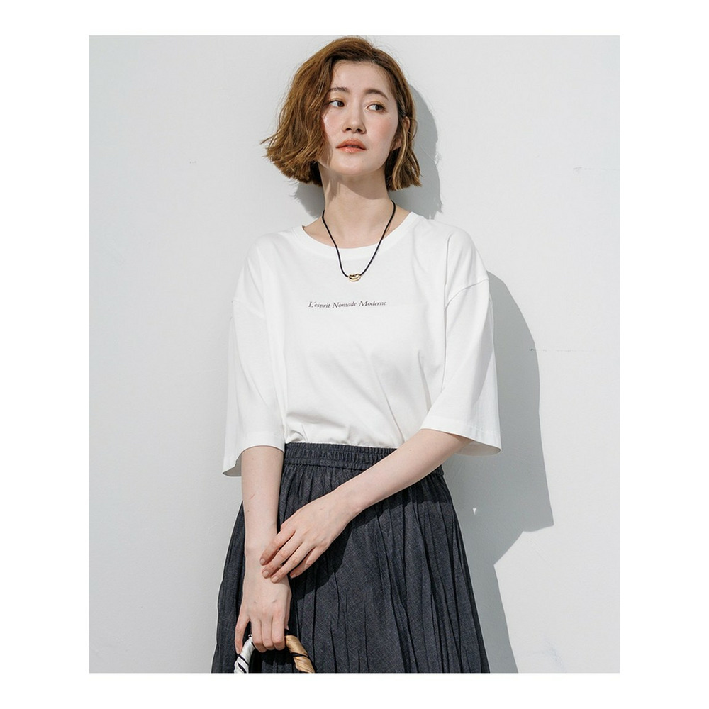 ドロップショルダー メッセージ ロゴTシャツ