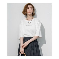ドロップショルダー メッセージ ロゴTシャツ