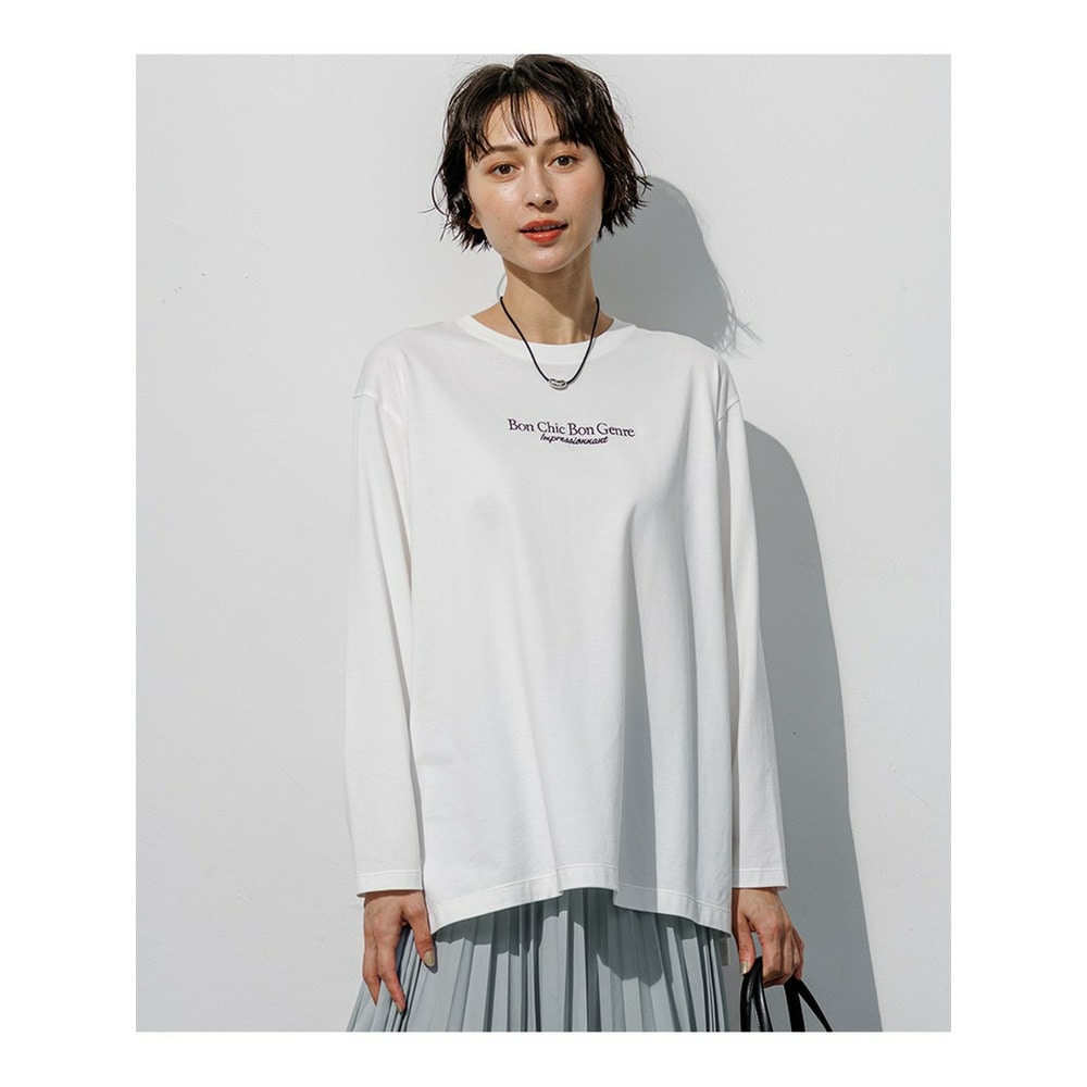 リラクシーシルエット ロゴ刺繍 ロング Tシャツ