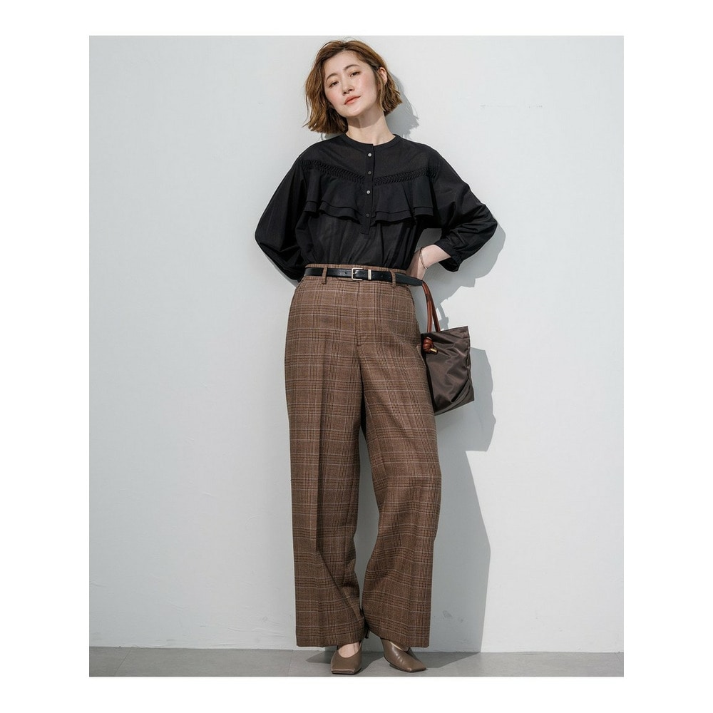 BALLIクラシックウールクロス ワイドパンツ7