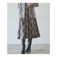 【SLOW/一部店舗限定】コットンチェック ミディ丈スカート