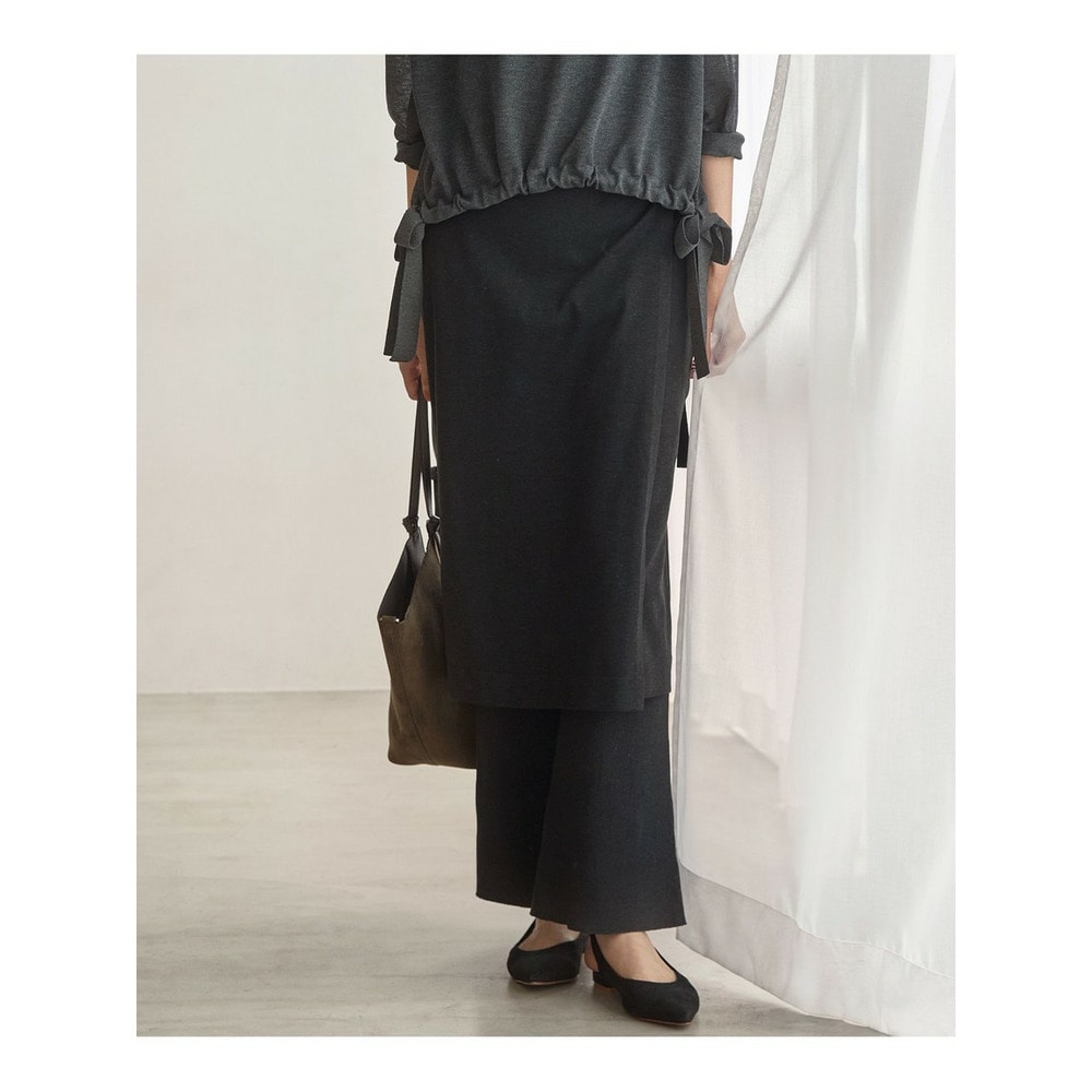 【SLOW/一部店舗限定】シアーニット ラップデザイン スカート