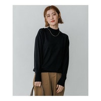 ウーステッドウール パフスリーブ ハイネック ニット