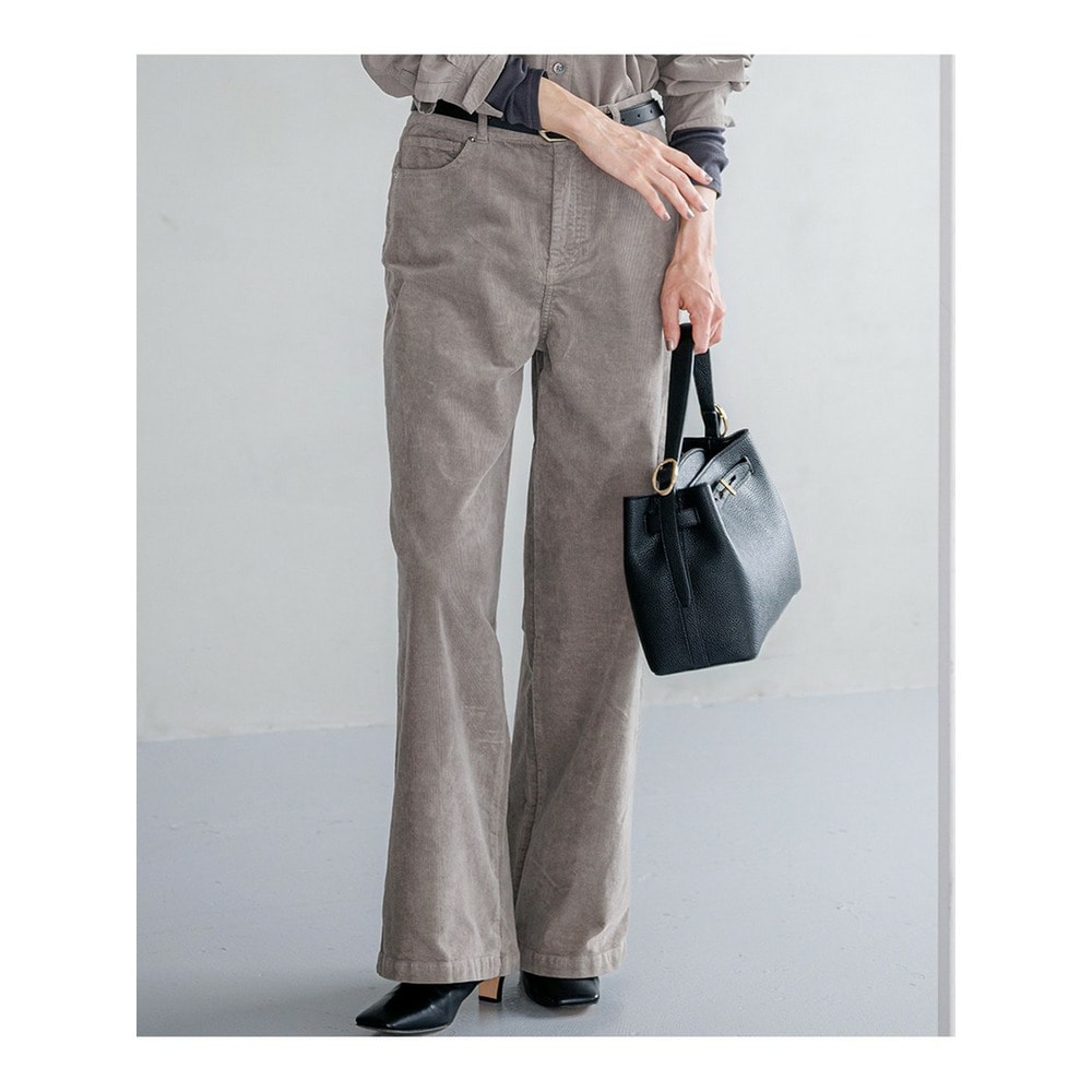 コットンコーデュロイストレッチ ワイドパンツ