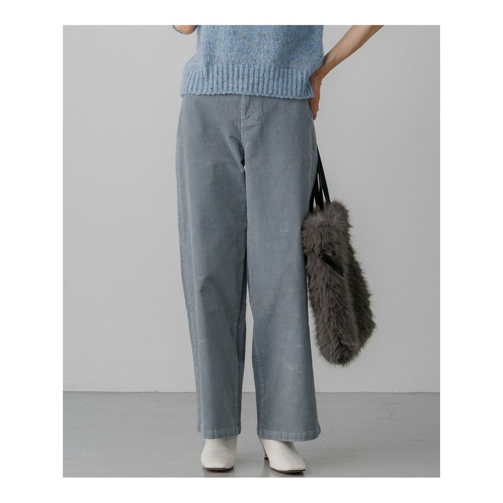 コットンコーデュロイストレッチ ワイドパンツ1