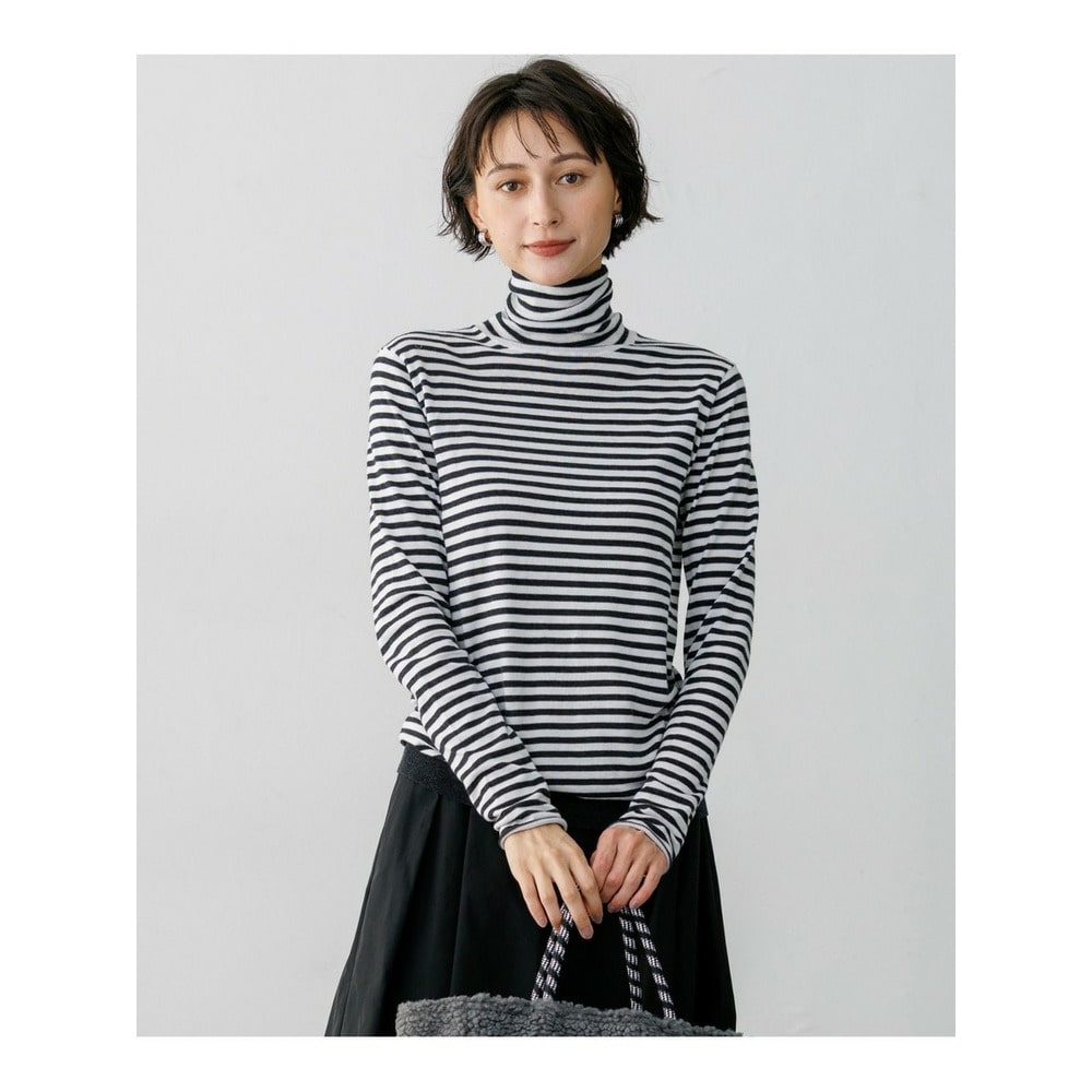 【CLASSY.掲載】スムージーコットン タートルネック ニット