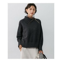 ボイルドウールコンビ ジップデザイン ニット