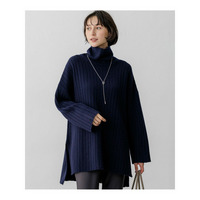 【SLOW/一部店舗限定】ウールベーシック ワイドリブ タートルネック ニット