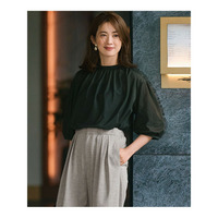 【新色追加/洗える】クリアトリコットジャージー ギャザーデザイン カットソー