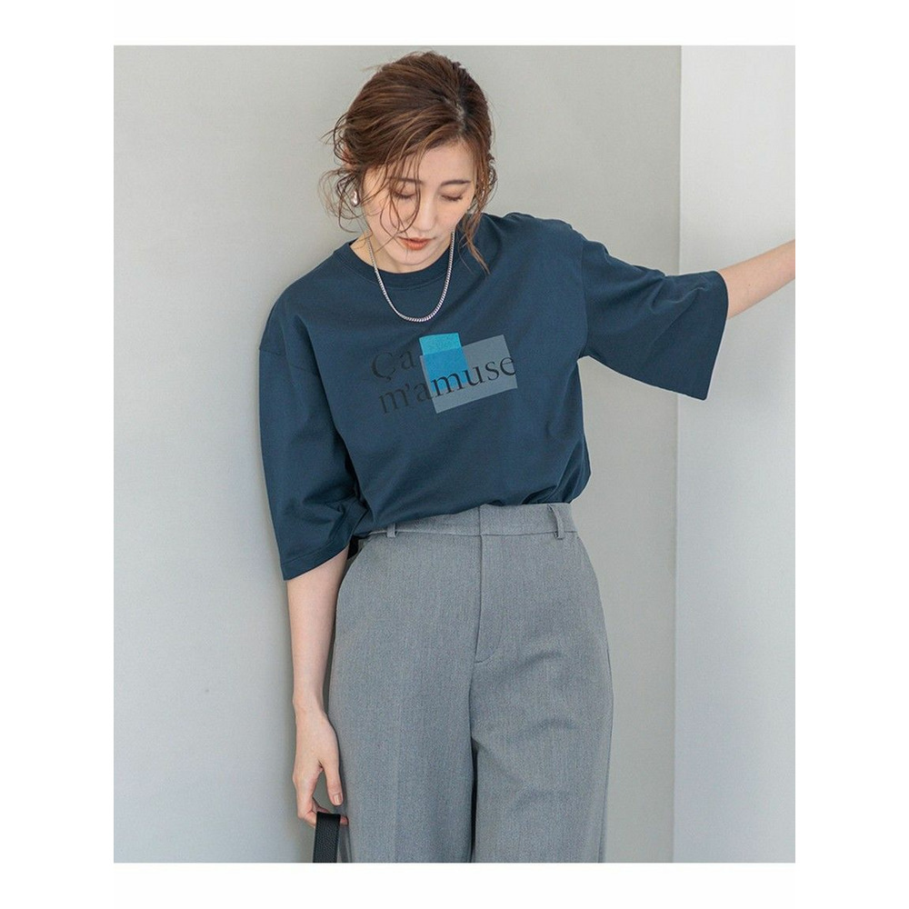 【洗える】Ca mamuse ロゴ TEE ダルブルー系 1