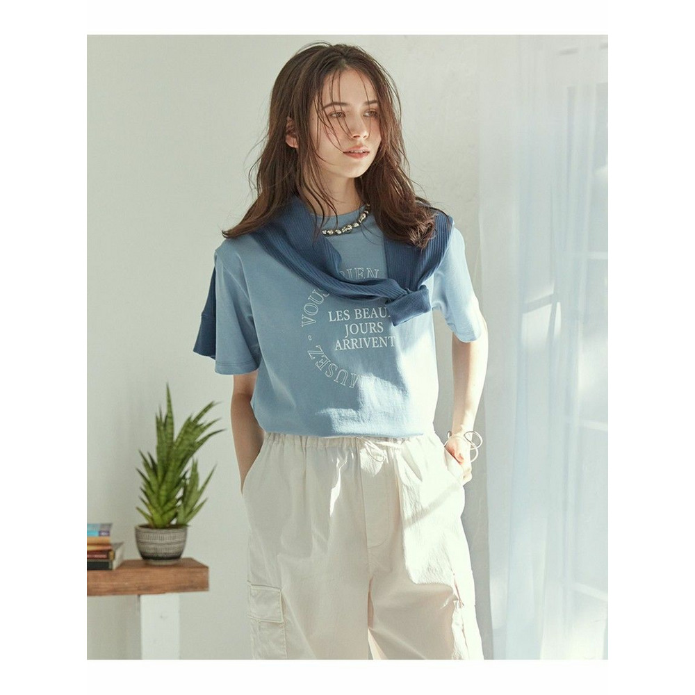 【SLOW/一部店舗限定】エフォートレス プリントTシャツ ダルブルー系 1