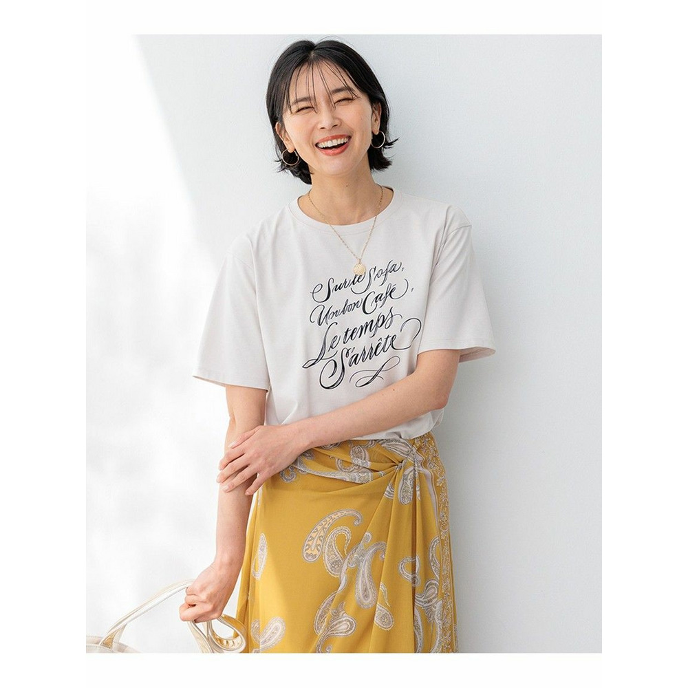 【井波麻里衣さんコラボ】カリグラフィー プリント Tシャツ フロスト×ブラック 1