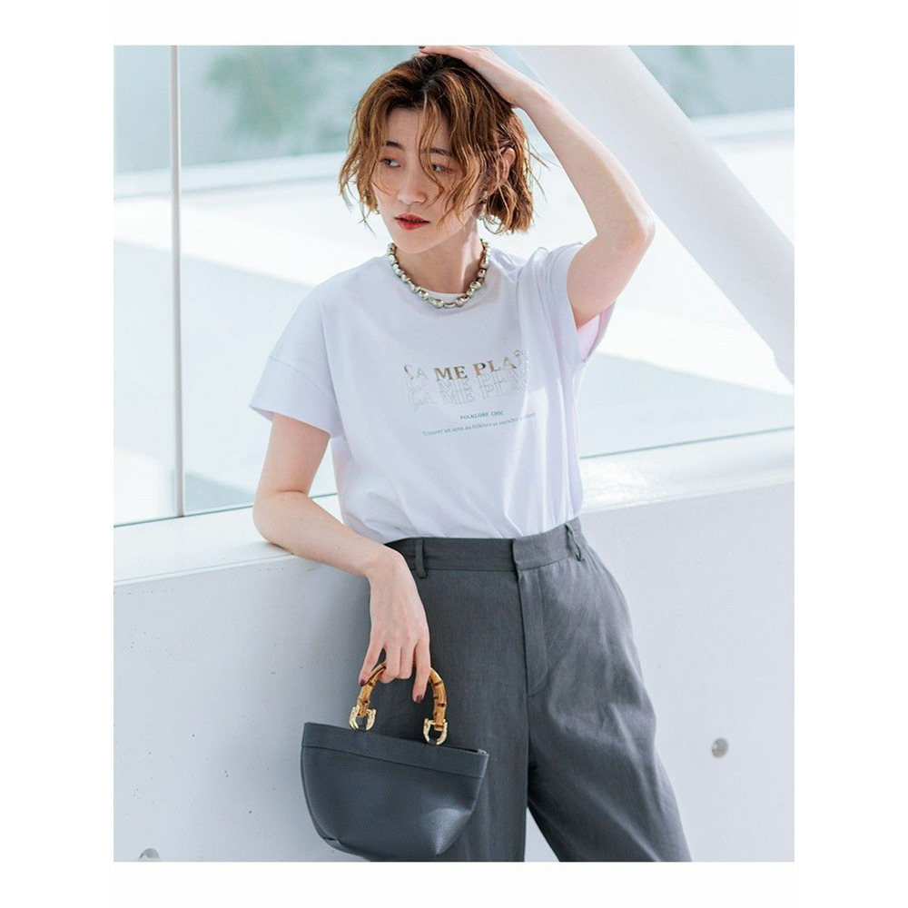 【UVカット/洗える】CA ME PLAIT ロゴTシャツ オフ×シルバー 1