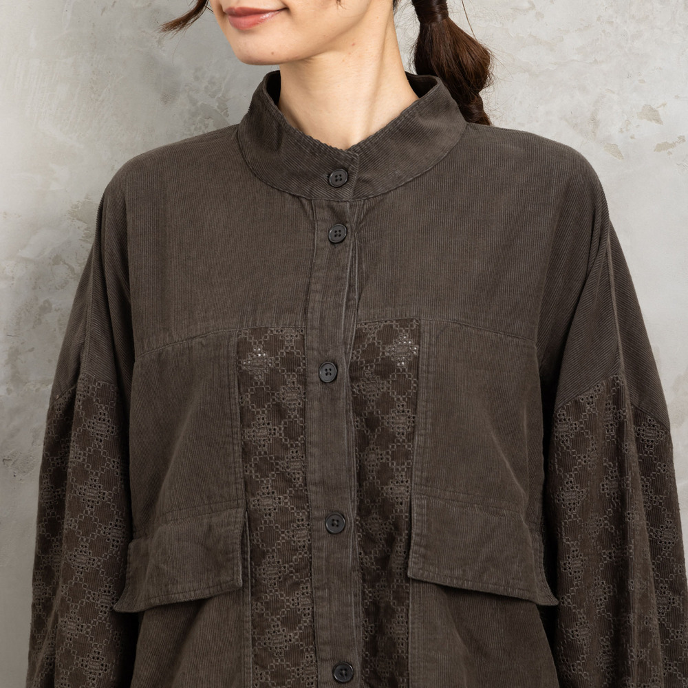 21号(6L~) コーデュロイエンブロイダリーシャツ16
