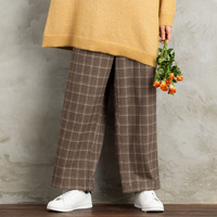 21号(6L～) 起毛チェックセミワイドパンツ