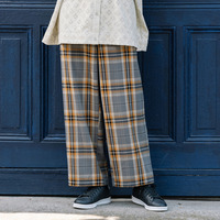 21号(6L～) 起毛チェックセミワイドパンツ