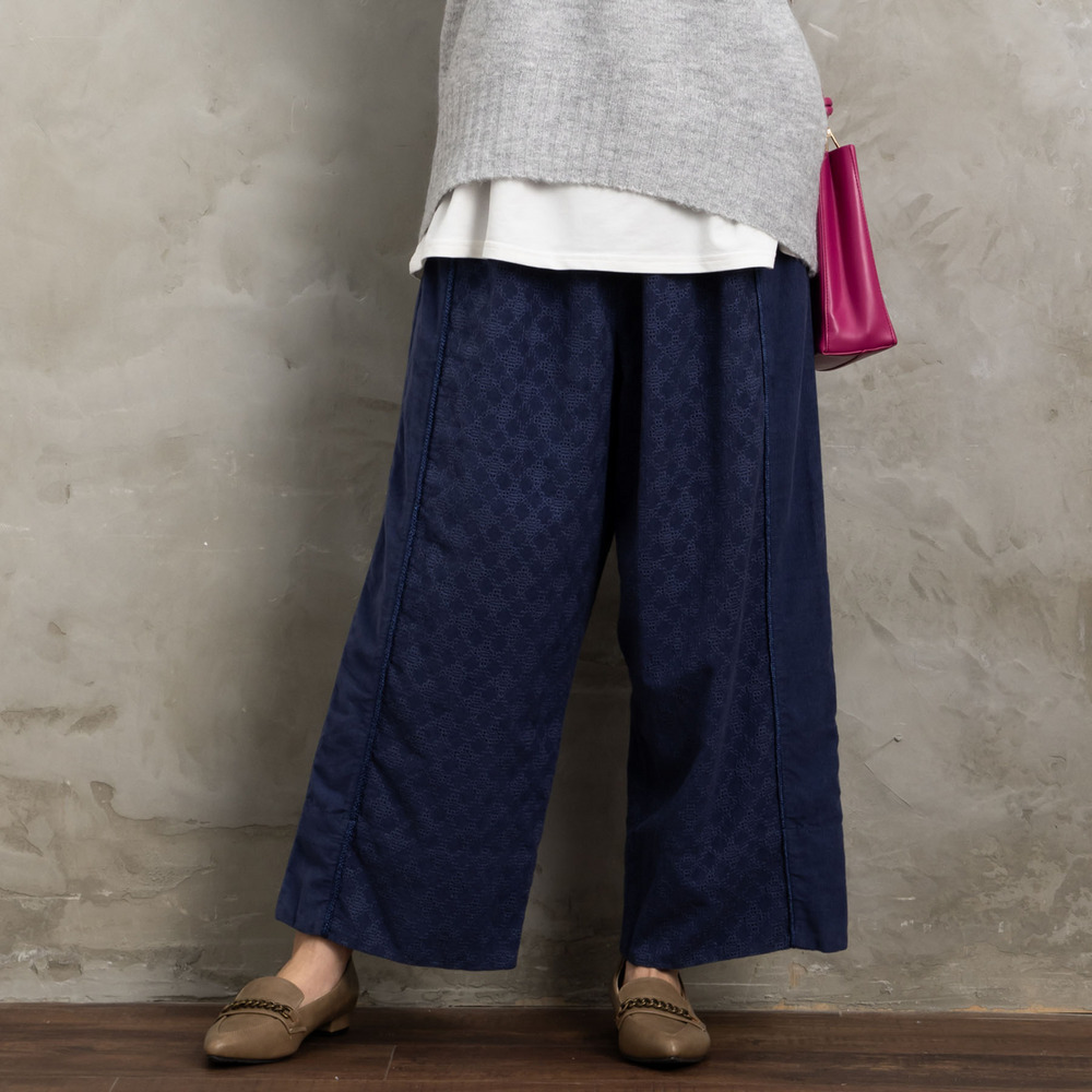 21号(6L～) コーデュロイエンブロイダリーパンツ