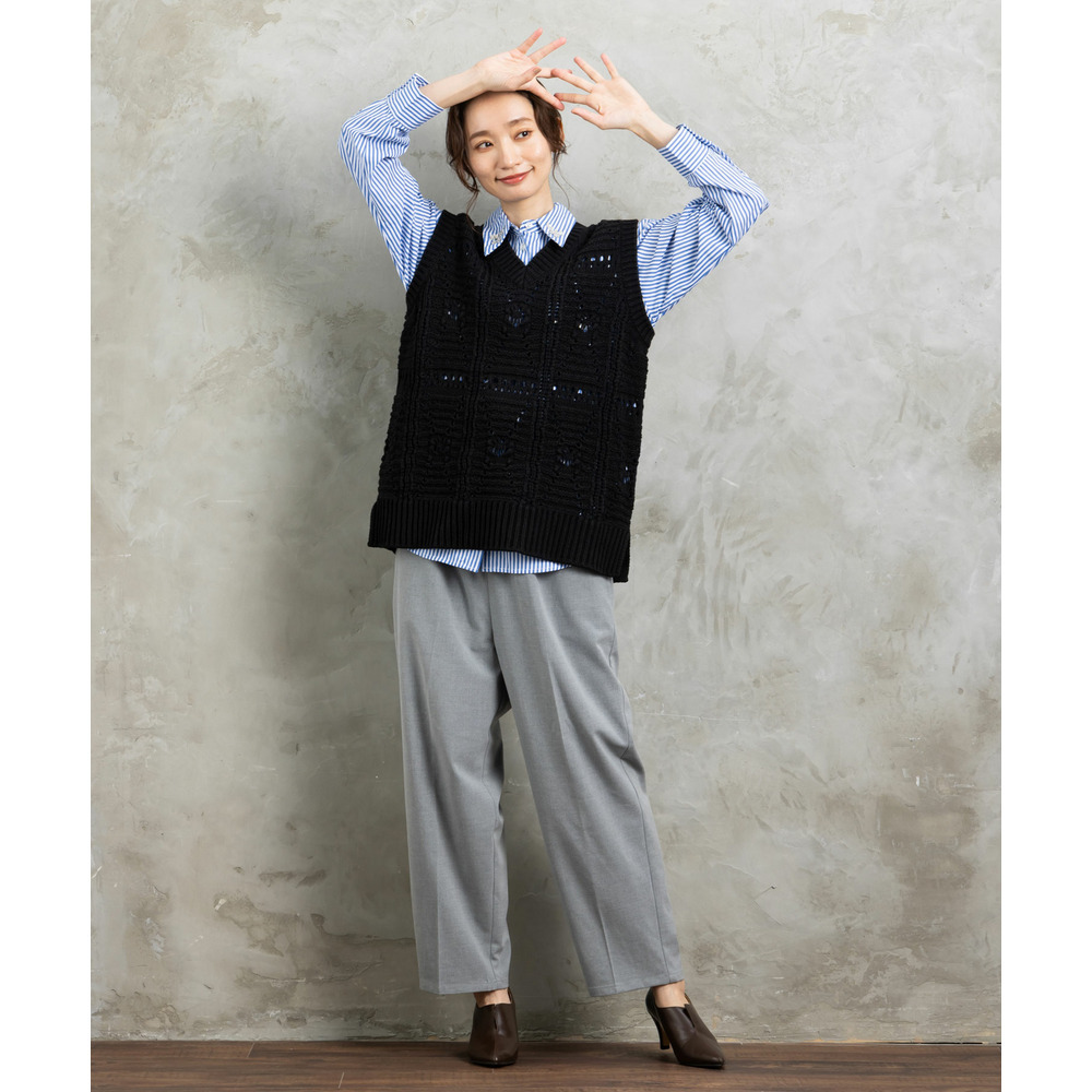 21号(6L~) レース柄透かし編みベスト2