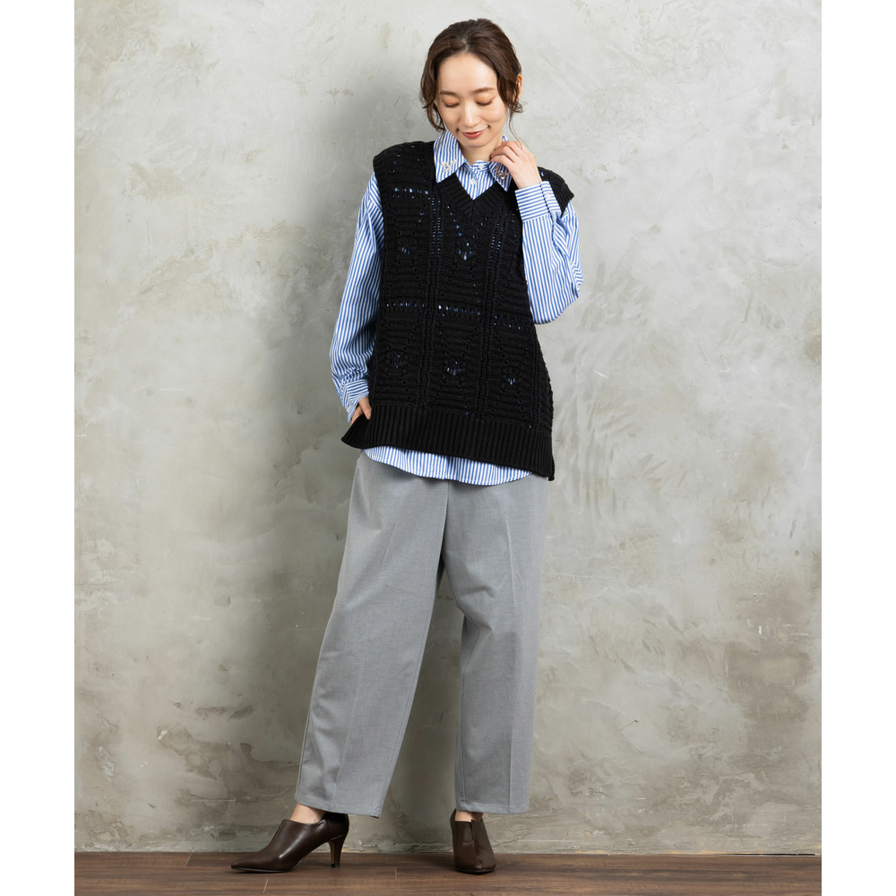 21号(6L~) レース柄透かし編みベスト3