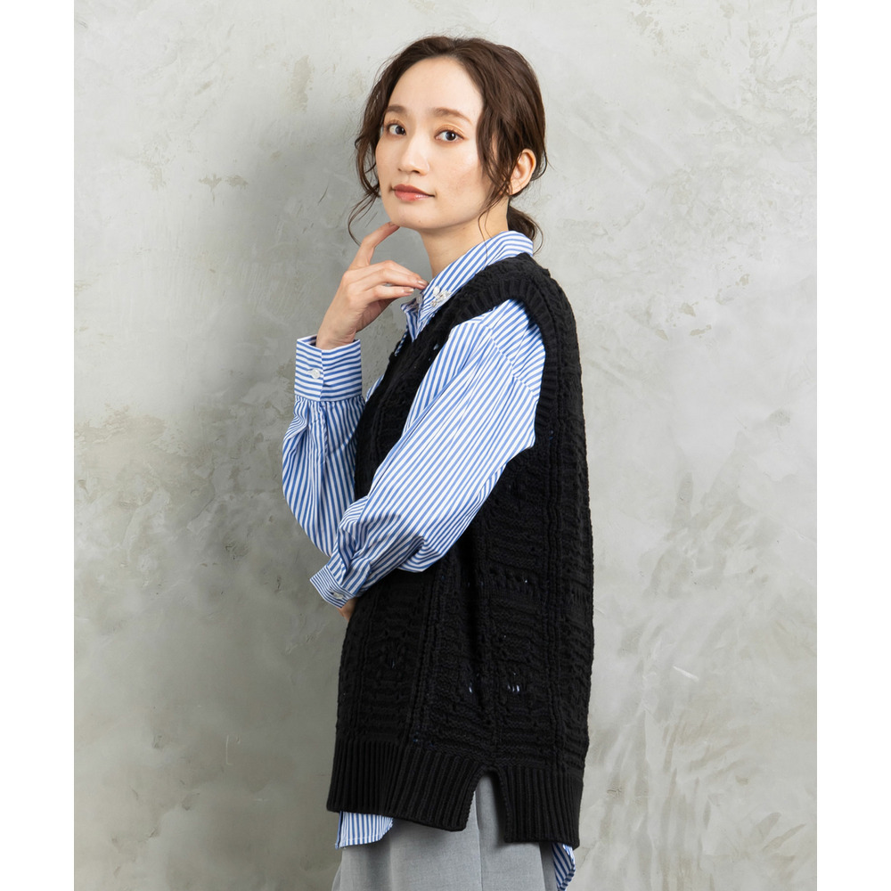 21号(6L~) レース柄透かし編みベスト5