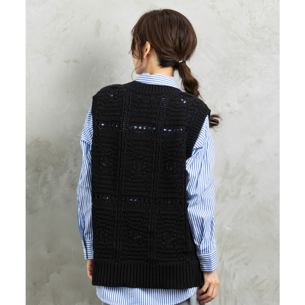 21号(6L~) レース柄透かし編みベスト6