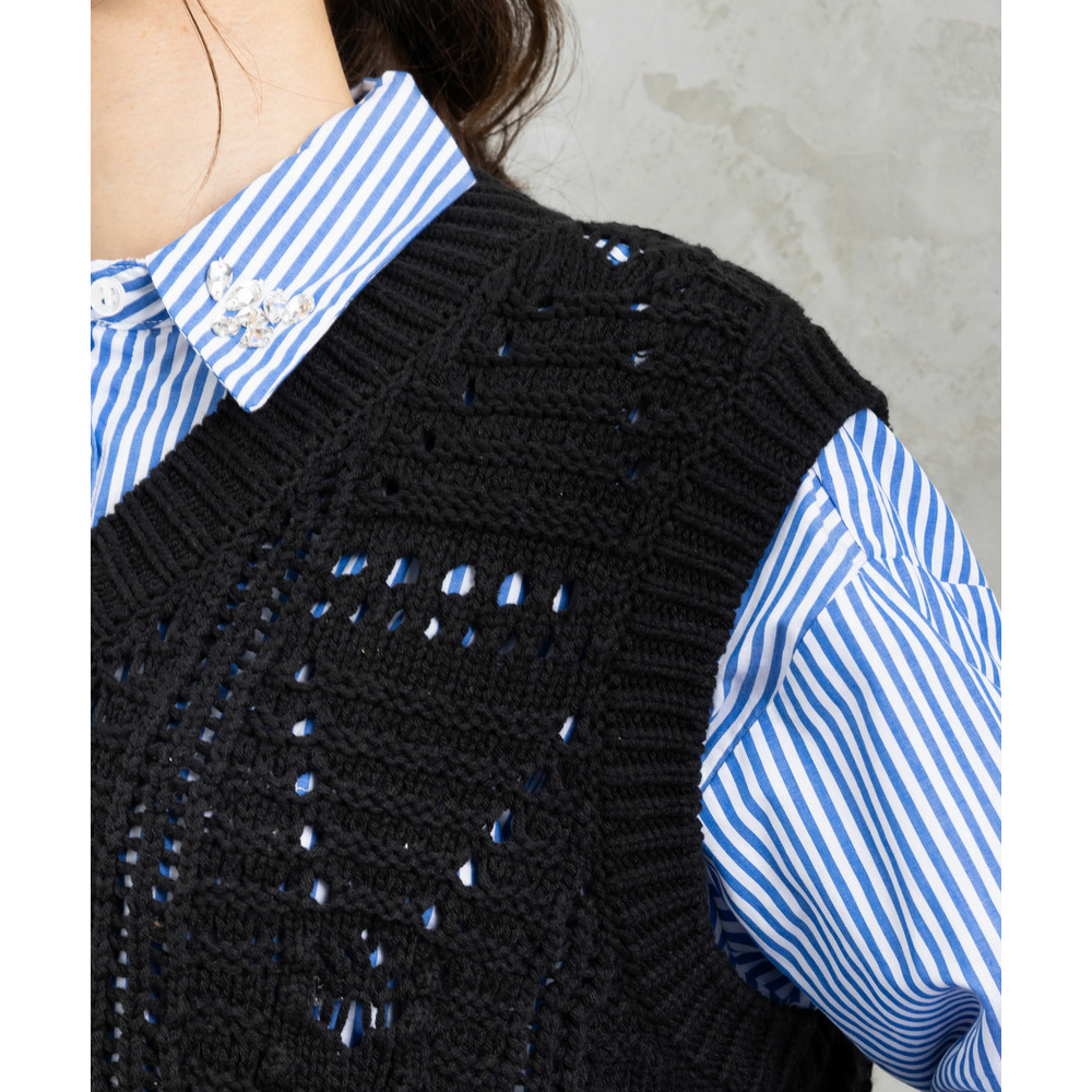 21号(6L~) レース柄透かし編みベスト8