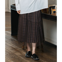 21号(6L～) チェック×チュールレイヤードスカート