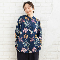 【大きいサイズ】 15号(3L) ペイントフラワープリントシャツ