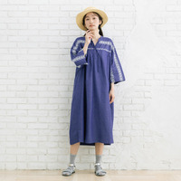  15号(3L) エンブロイダリーレースデニムワンピース