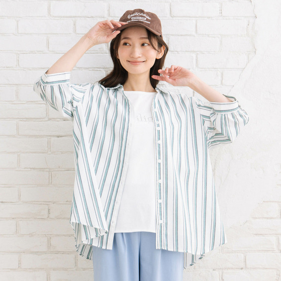【sabstreet bis】【web限定】【大きいサイズ】 15号(3L) 接触冷感レギュラーシャツ【アリノマ/Alinoma】 【sabstreet bis】【web限定】【大きいサイズ】 15号(3L) 接触冷感レギュラーシャツ【アリノマ/Alinoma】