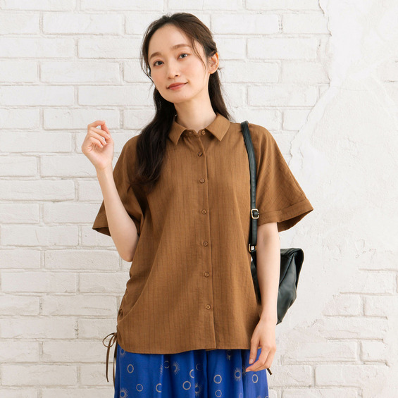 15号(3L) リネンライクサイドドロストシャツ【アリノマ/Alinoma】 15号(3L) リネンライクサイドドロストシャツ【アリノマ/Alinoma】