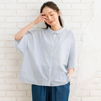 【sabstreet bis】【web限定】15号(3L) ピンストライプボクシーシャツ