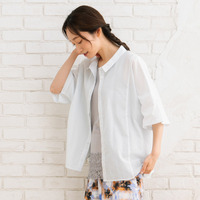 【sabstreet bis】【web限定】15号(3L) ピンストライプボクシーシャツ
