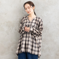 【sabstreet bis】【web限定】15号(3L) アソートチェックギャザーブラウス