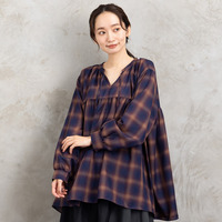 【sabstreet bis】【web限定】15号(3L) アソートチェックギャザーブラウス