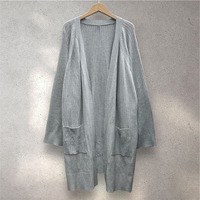 着流しリブロングカーディガン